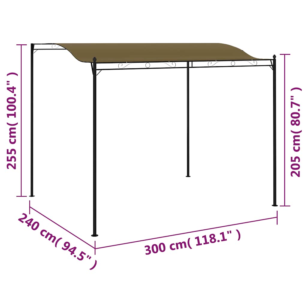 fritstående markise 3x2,4 m 180 g/m² gråbrun