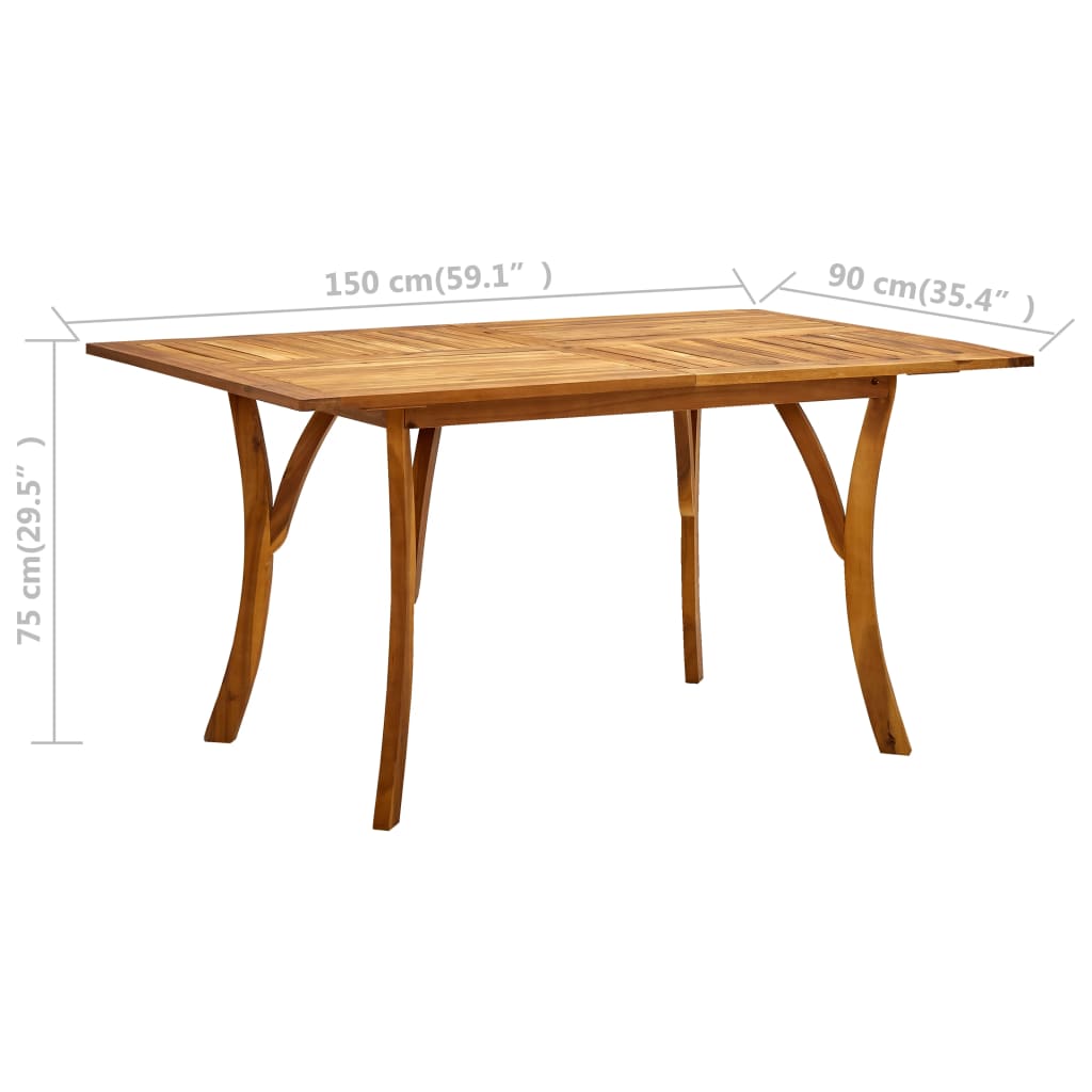 havebord 150x90x75 cm massivt akacietræ