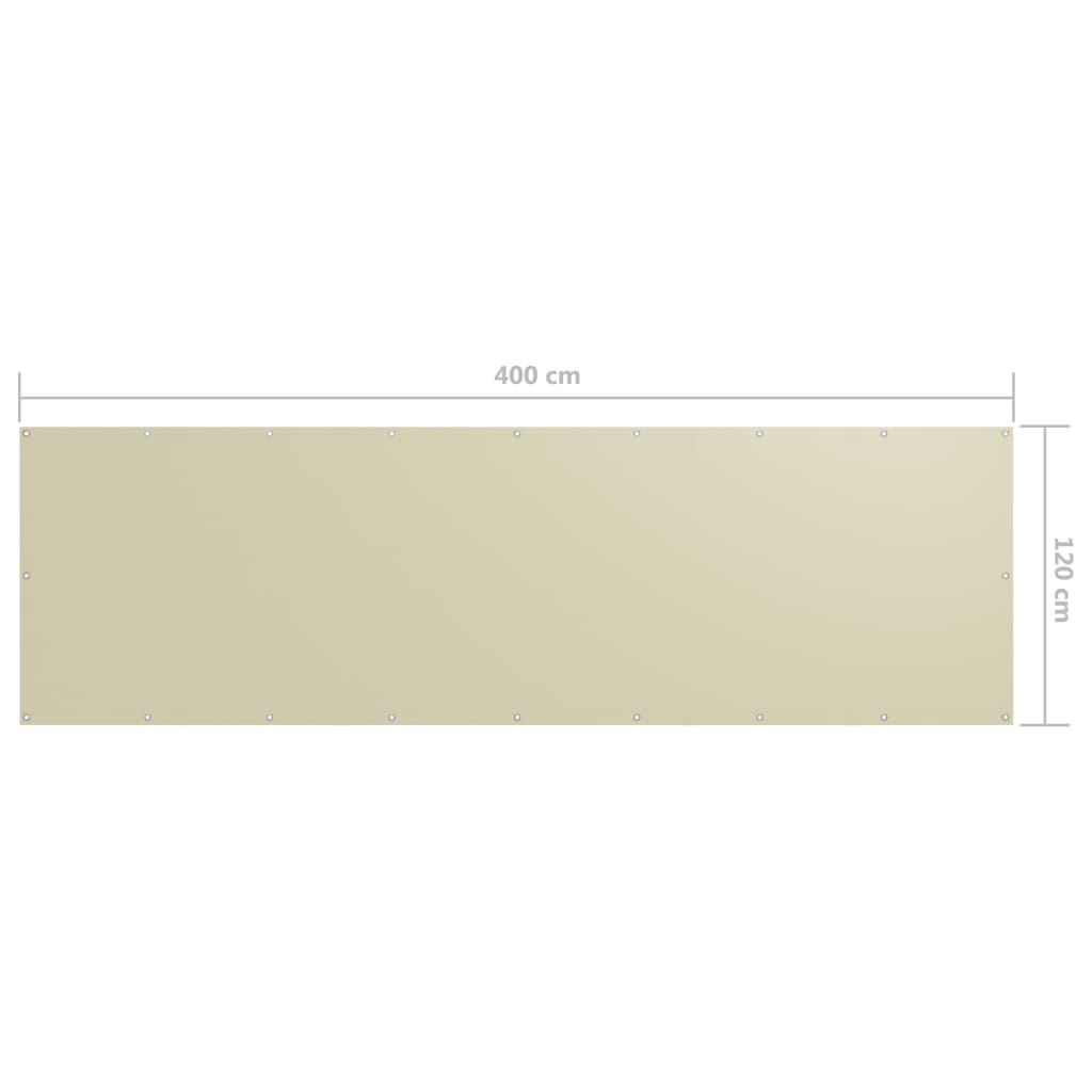 altanafskærmning 120x400 cm oxfordstof cremefarvet