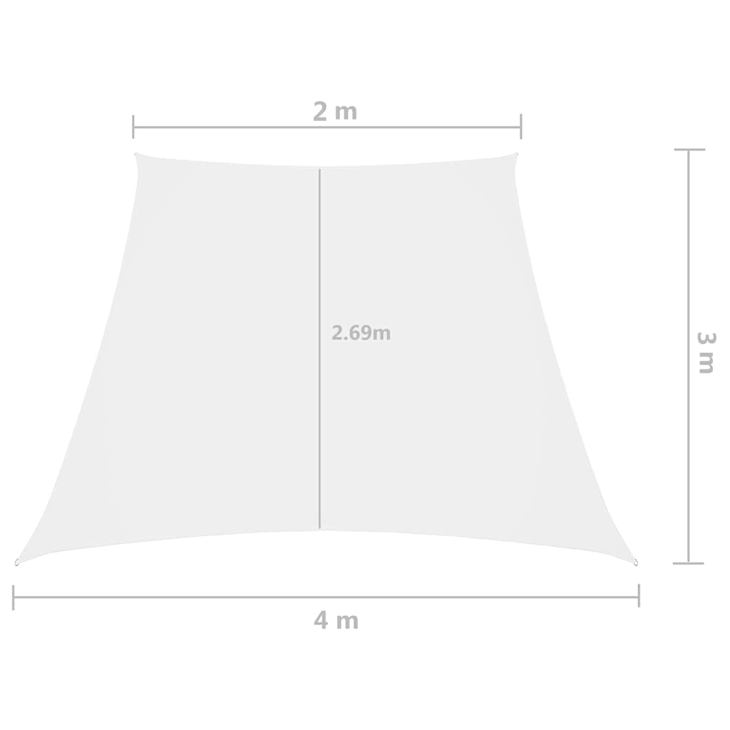 solsejl 2/4x3 m trapezformet oxfordstof hvid