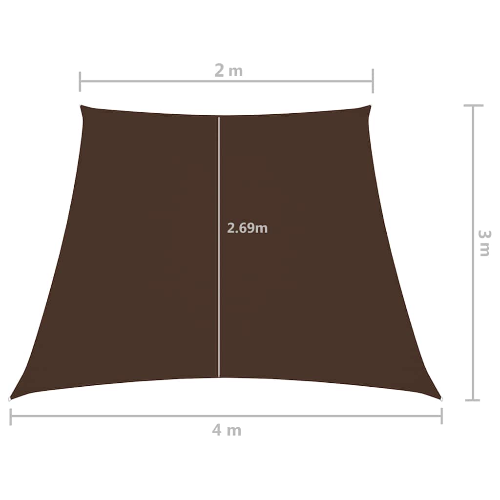 solsejl 2/4x3 m trapezformet oxfordstof brun