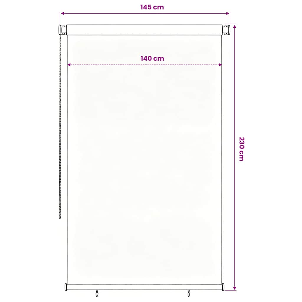 udendørs rullegardin 145 (B) x 230 (H) cm HDPE mørkegrøn