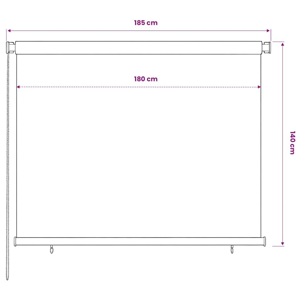 udendørs rullegardin 185 (B) x 140 (H) cm HDPE blå