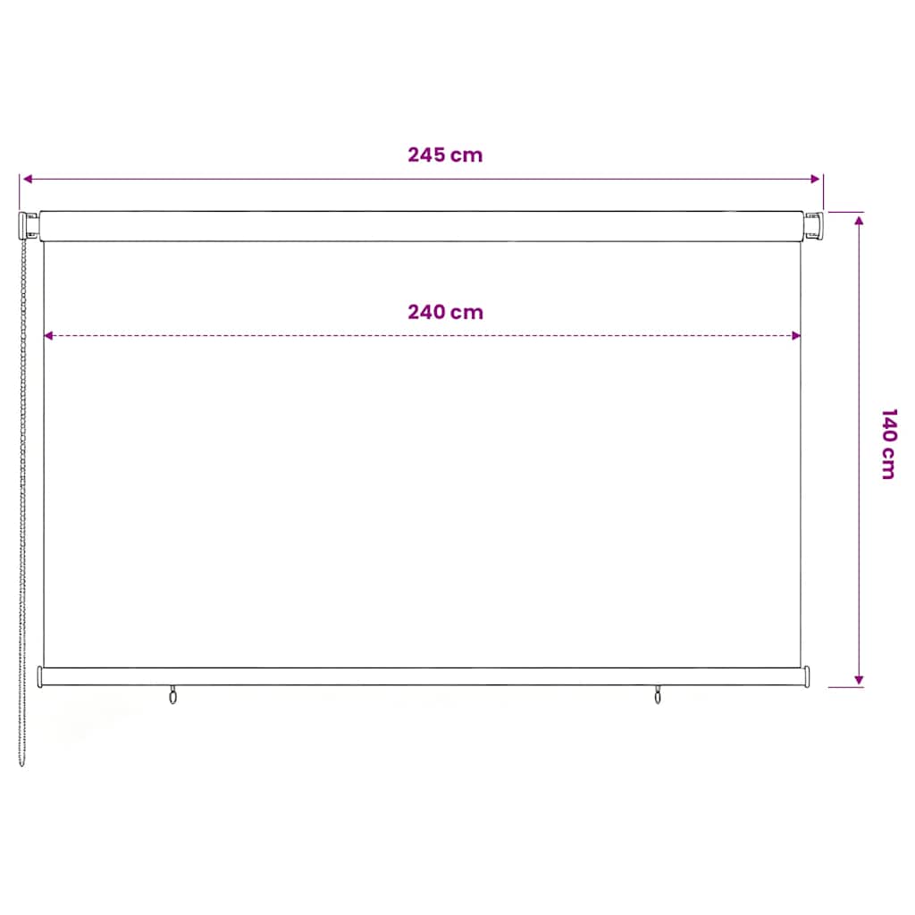 udendørs rullegardin 245 (B) x 140 (H) cm sort