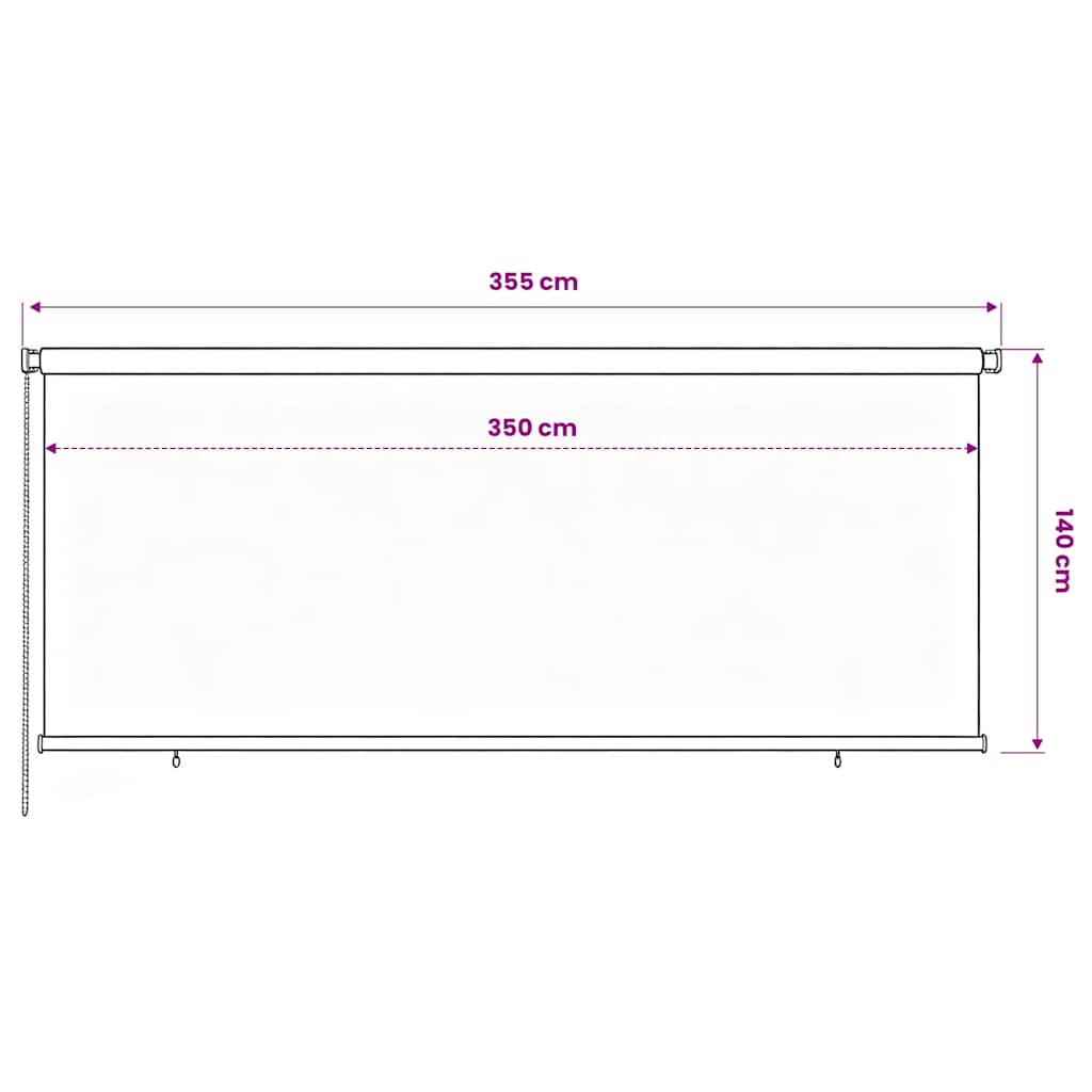 udendørs rullegardin 355 (B) x 140 (H) cm HDPE brun