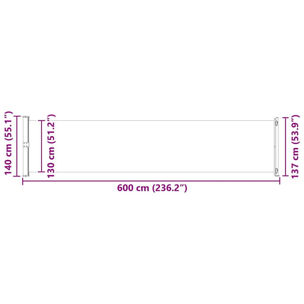 sammenrullelig sidemarkise til terrassen 140x600 cm grå