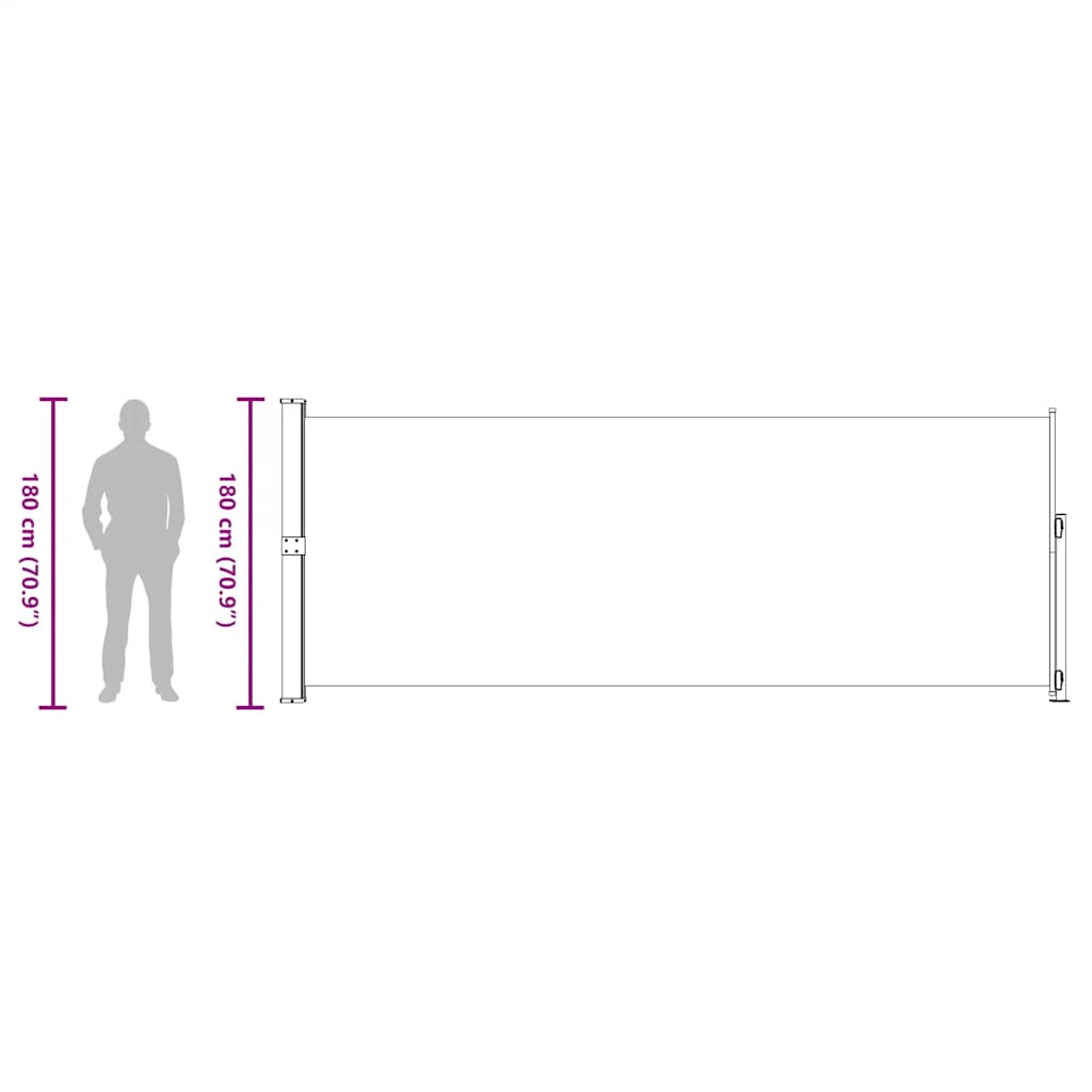 sammenrullelig sidemarkise til terrassen 180x500 cm cremefarvet