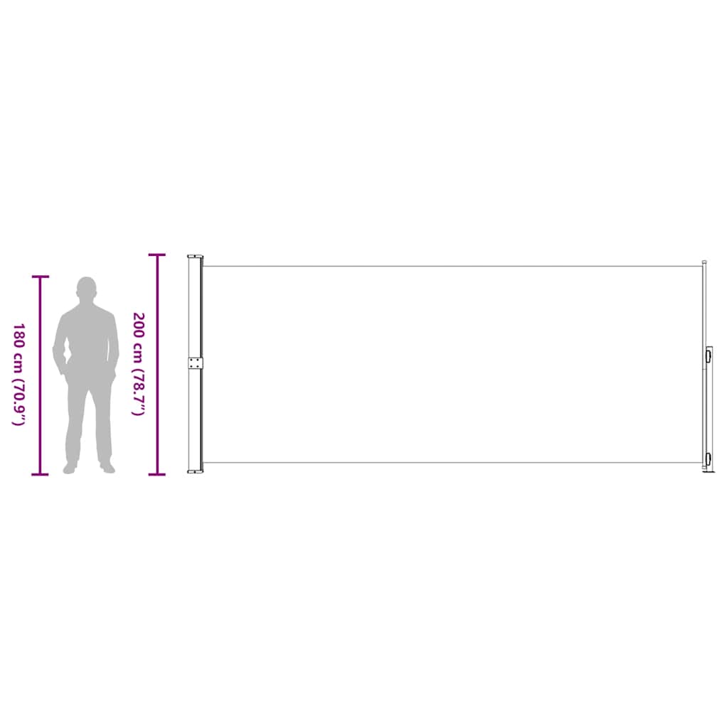 sammenrullelig sidemarkise til terrassen 200x500 cm sort