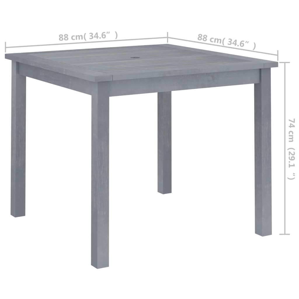 havebord 88x88x74 cm massivt akacietræ grå