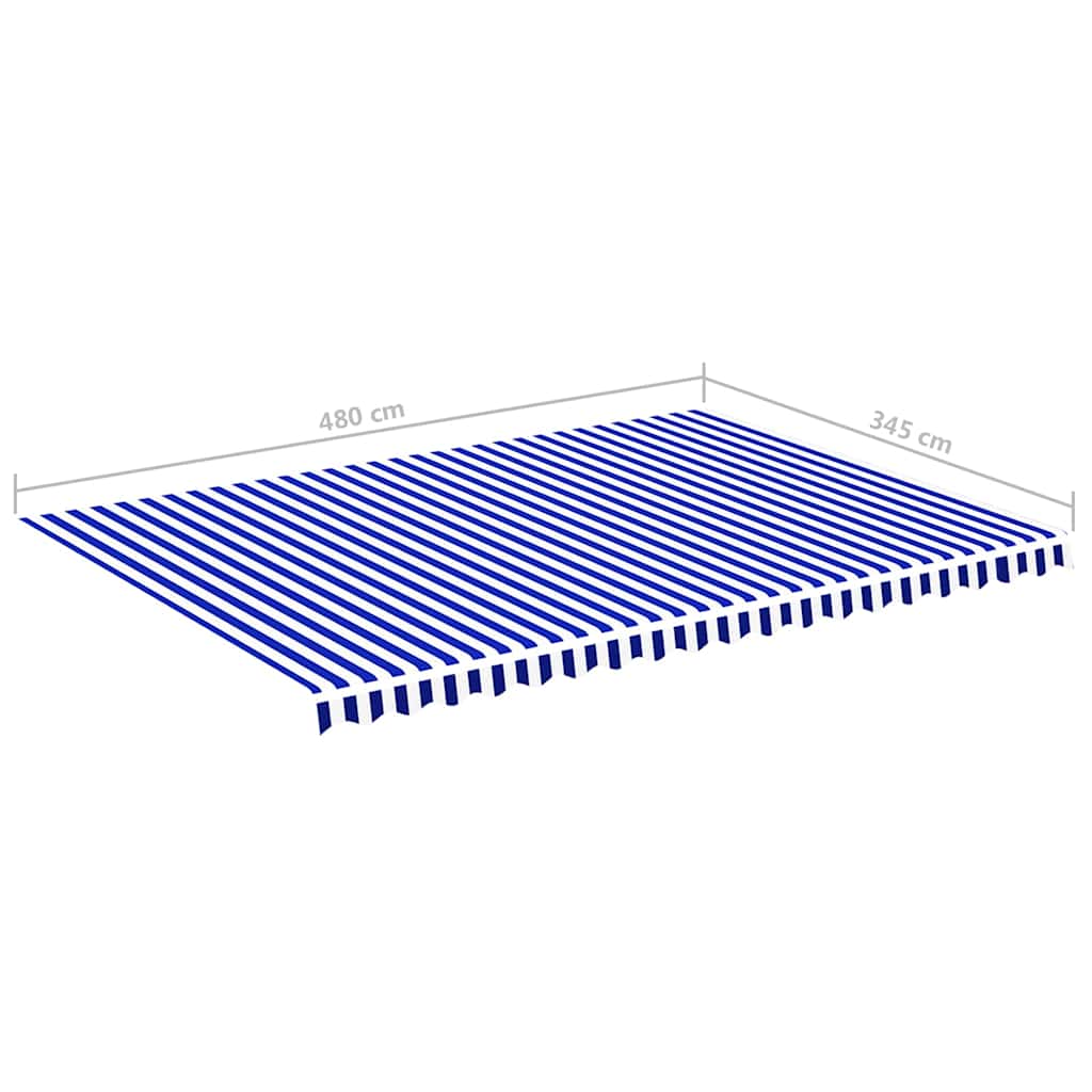 udskiftningsdug til markise 5x3,5 m polyester blå og hvid