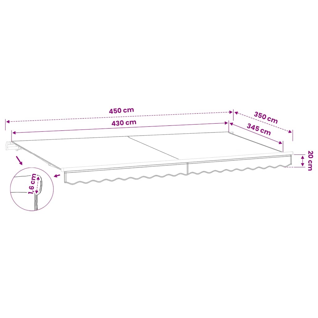 udskiftningsdug til markise 450x350 cm polyester cremefarvet