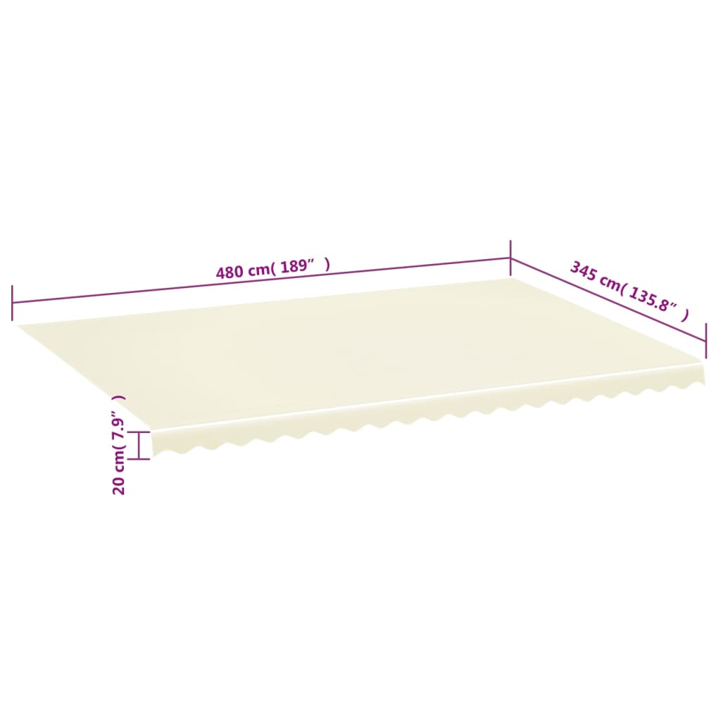 udskiftningsdug til markise 5x3,5 m polyester cremefarvet