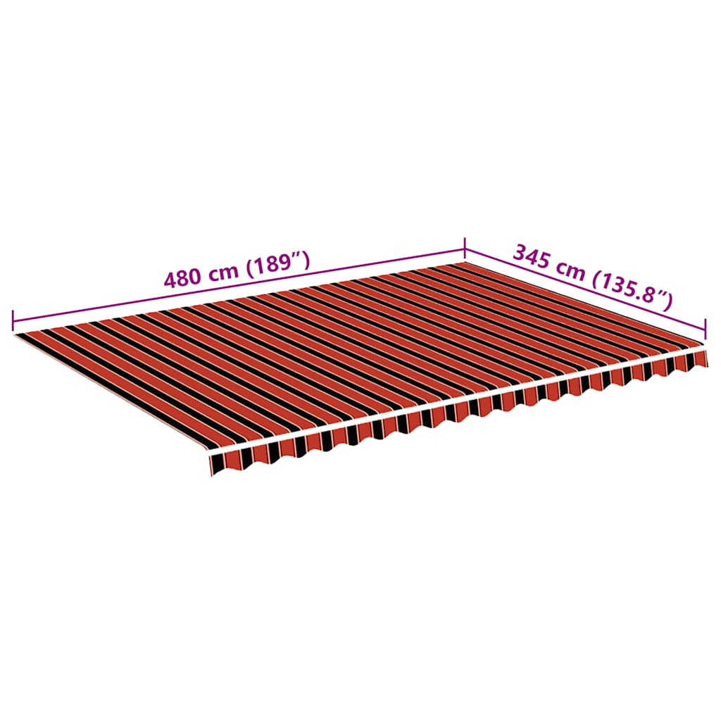 udskiftningsdug til markise 5x3,5 m polyester orange og brun