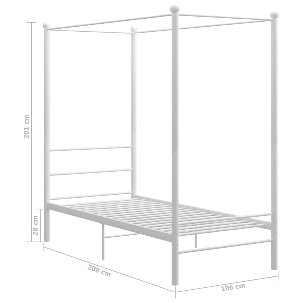 sengestel til himmelseng 100x200 cm metal hvid