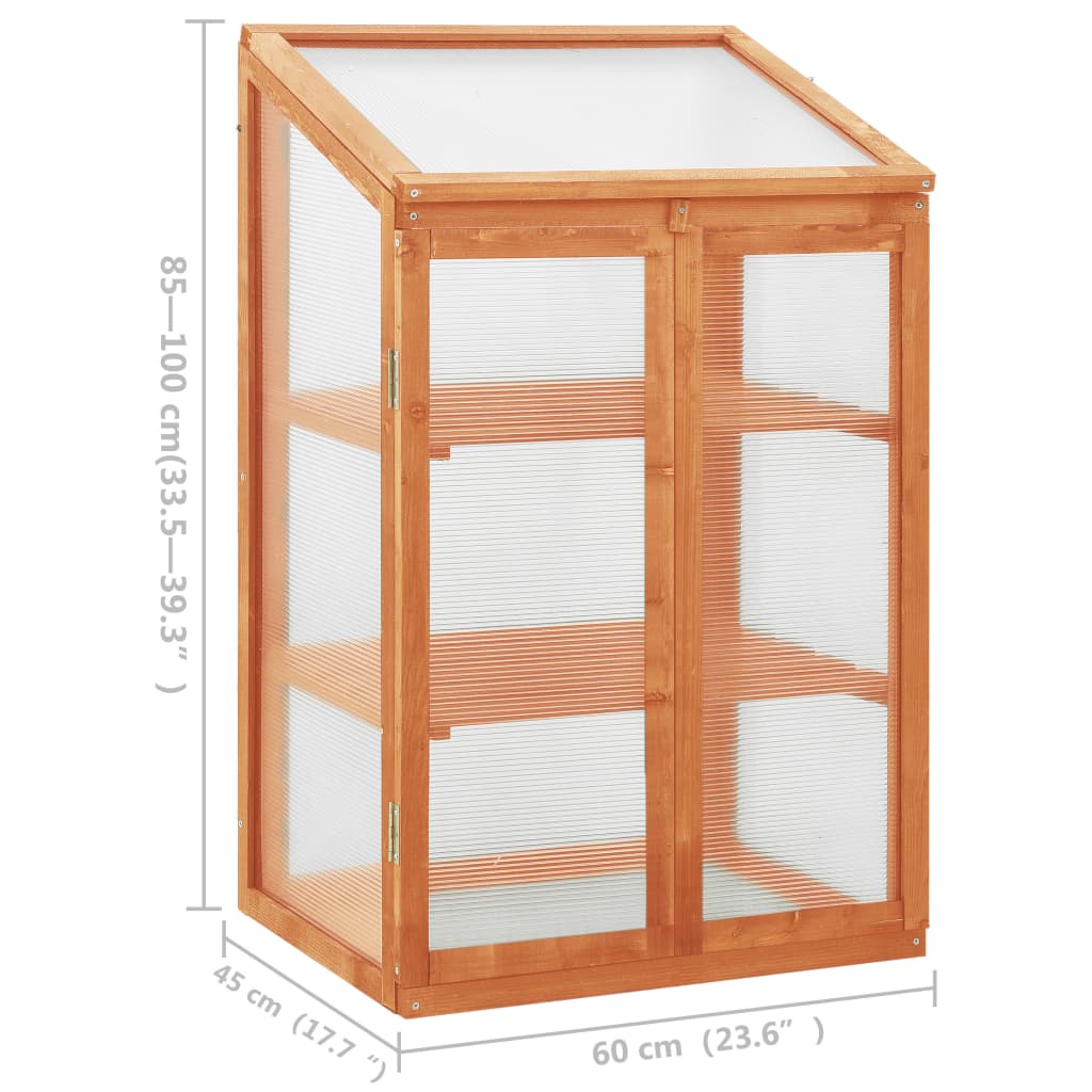 drivhus 60x45x100 cm fyrretræ