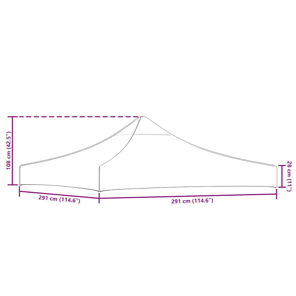tag til festtelt 3x3 m 270 g/m² gråbrun