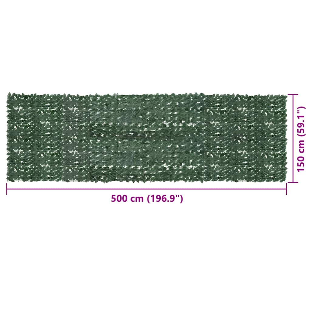 altanafskærmning 500x150 cm mørkegrønne blade