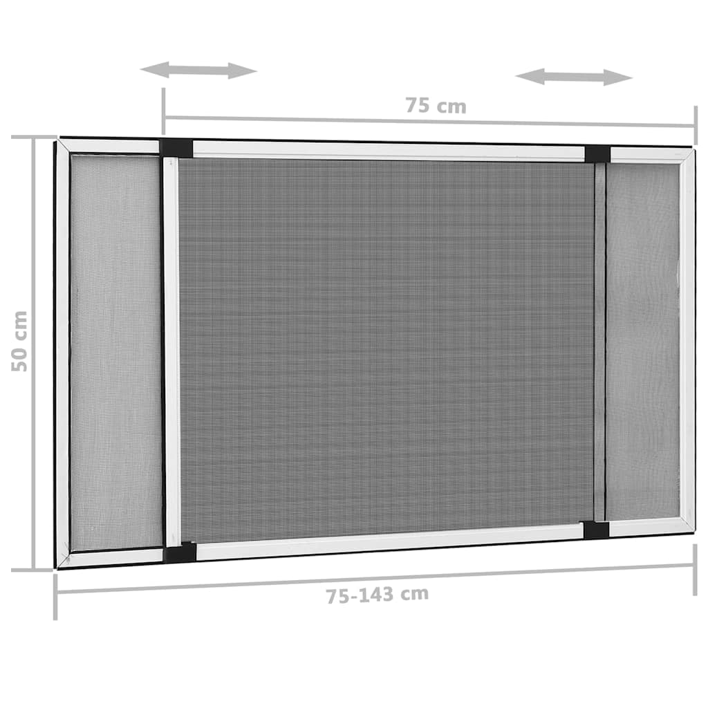udvideligt insektnet til vinduer (75-143)x50 cm hvid