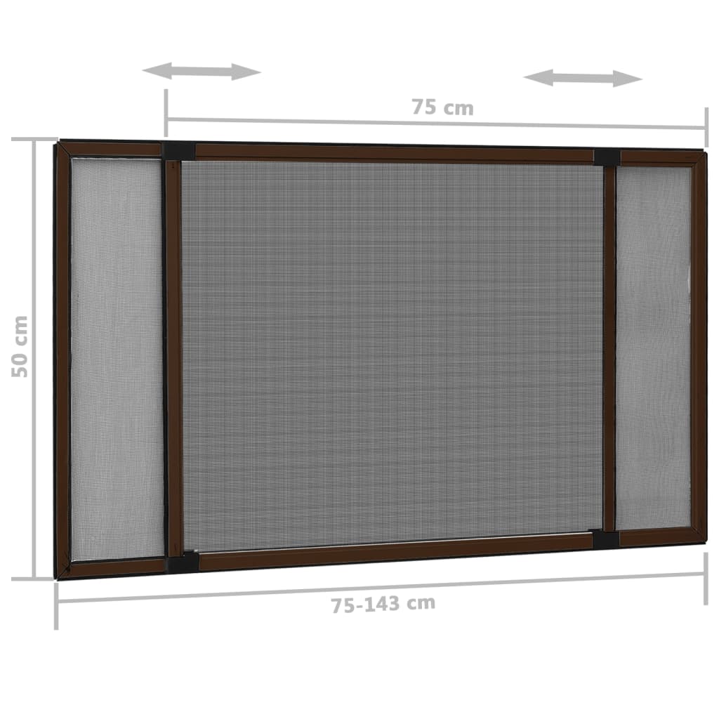 udvideligt insektnet til vinduer (75-143)x50 cm brun