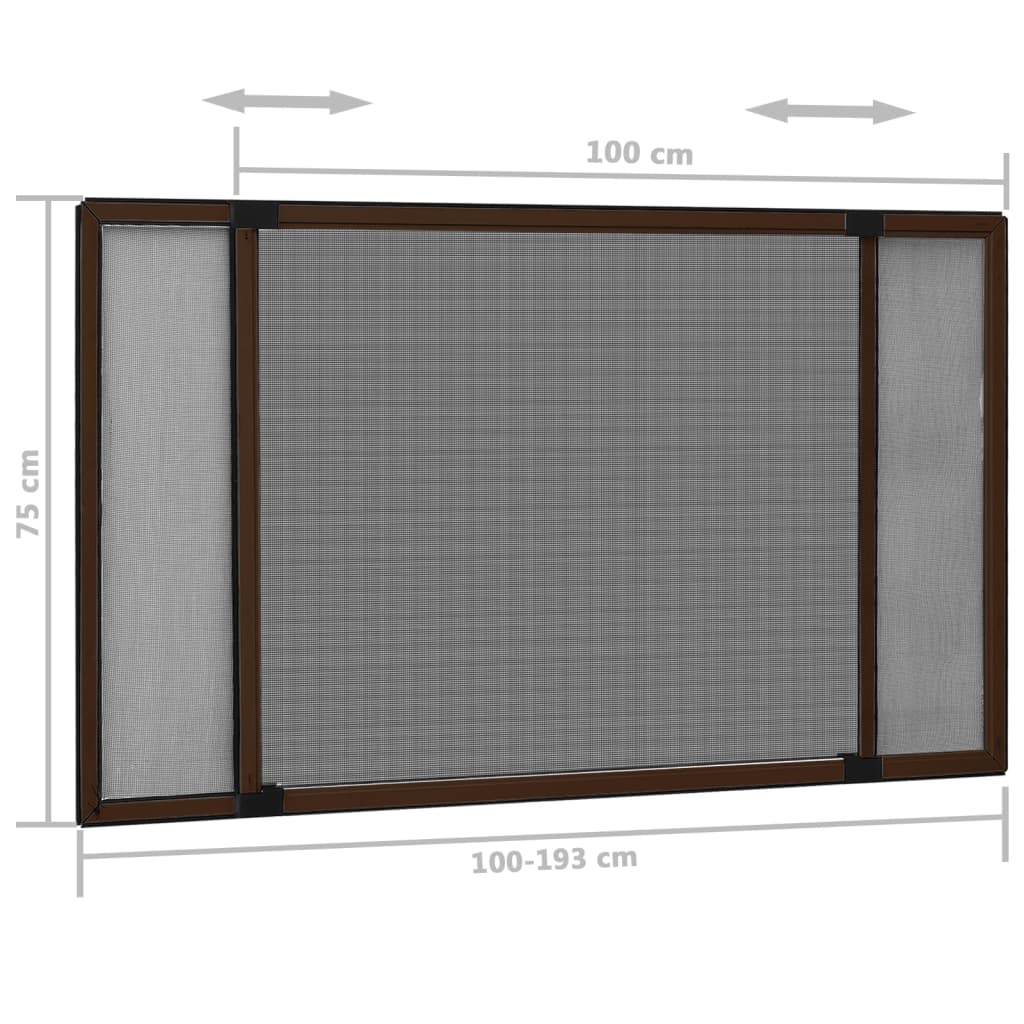 udvideligt insektnet til vinduer (100-193)x75 cm brun