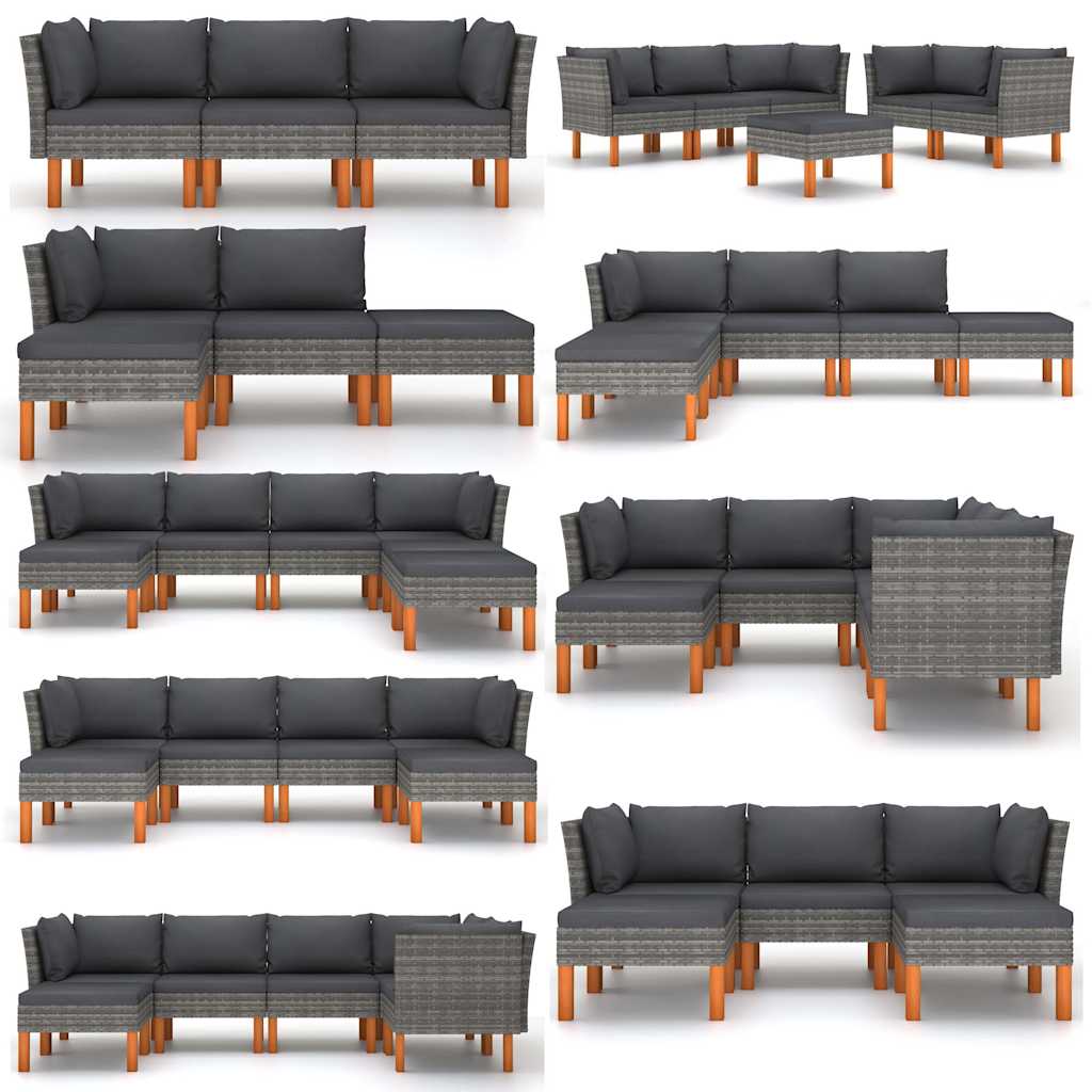 midterdel til sofa polyrattan og massivt eukalyptustræ
