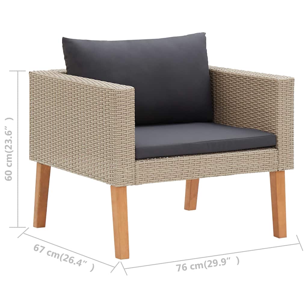 loungesæt til haven 4 dele med hynder polyrattan beige