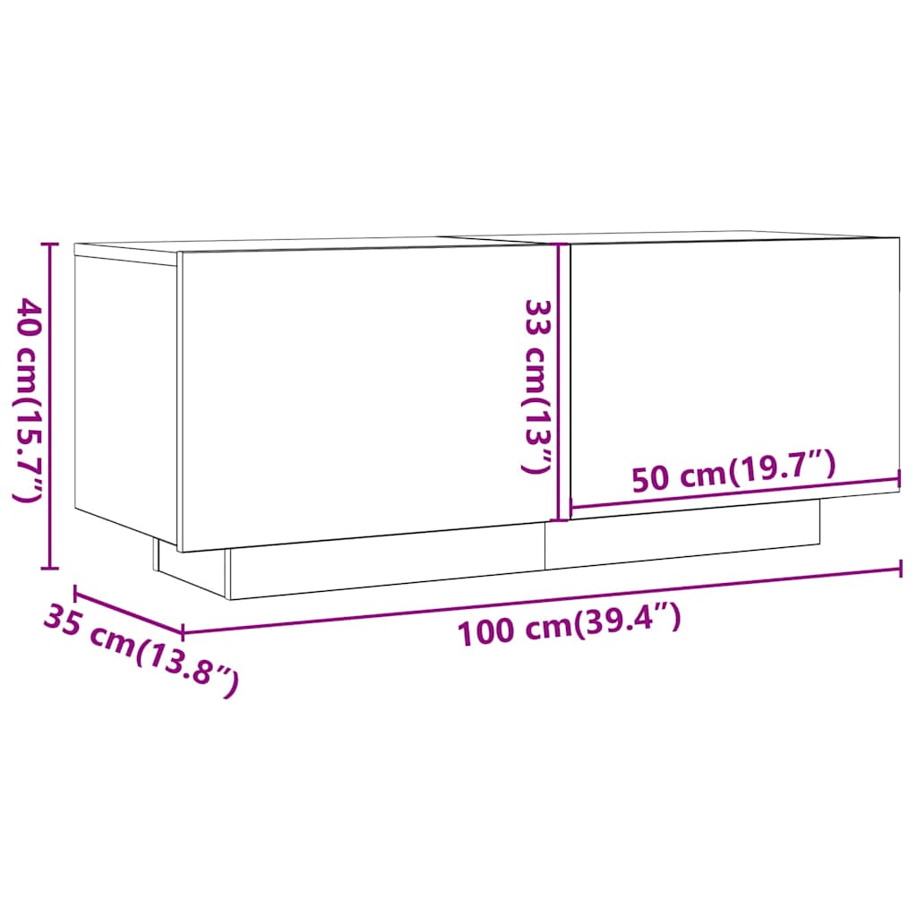 tv-bord 100x35x40 cm konstrueret træ betongrå