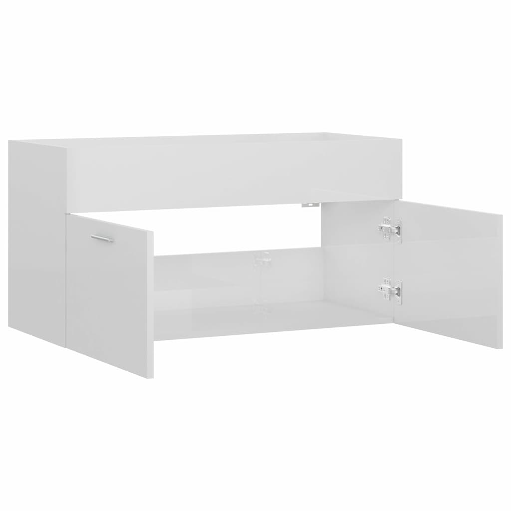 skab til håndvask 90x38,5x46 cm konstrueret træ hvid højglans