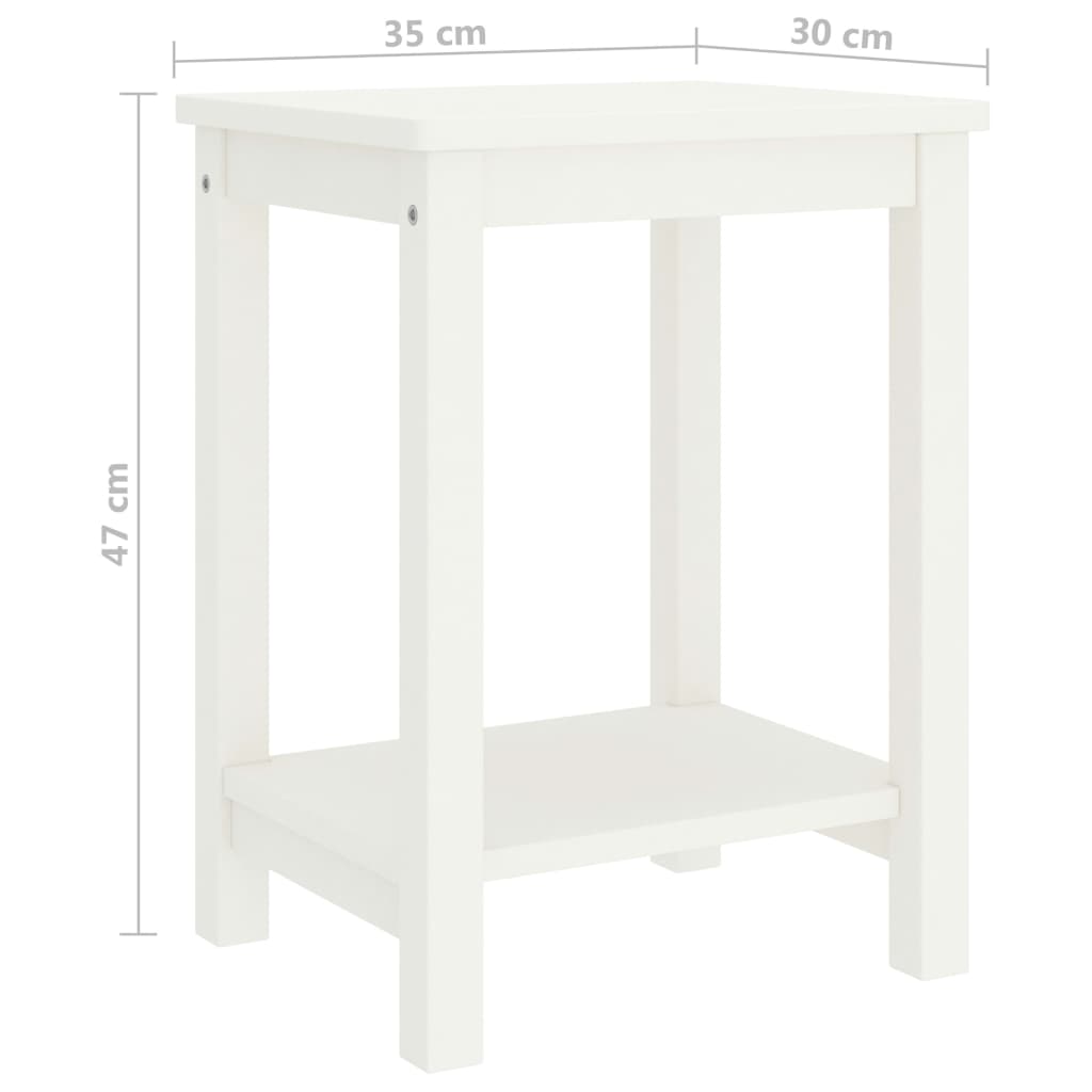 sengebord 35x30x47 cm massivt fyrretræ hvid