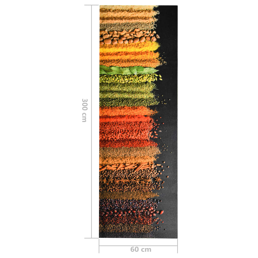 vaskbar køkkenmåtte 60x300 cm krydderitryk