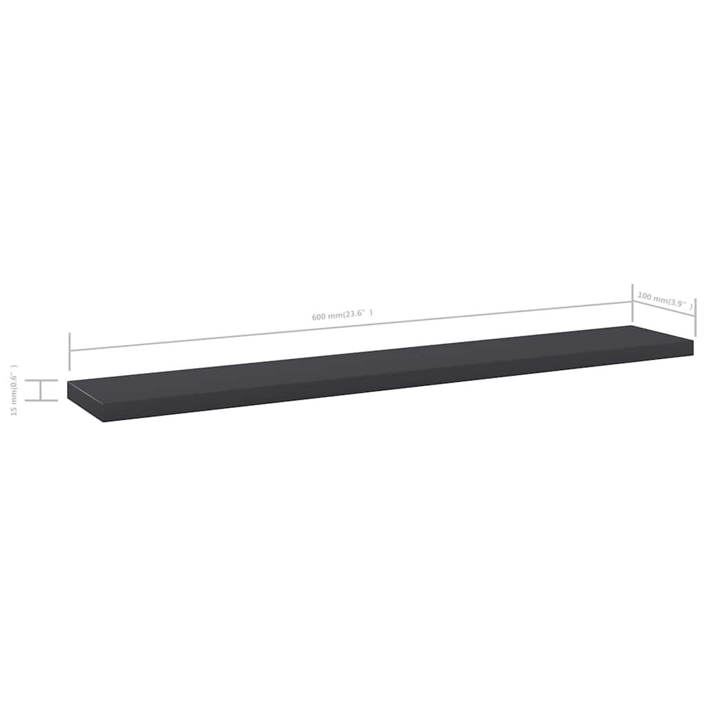 boghylder 4 stk. 60x10x1,5 cm konstrueret træ grå