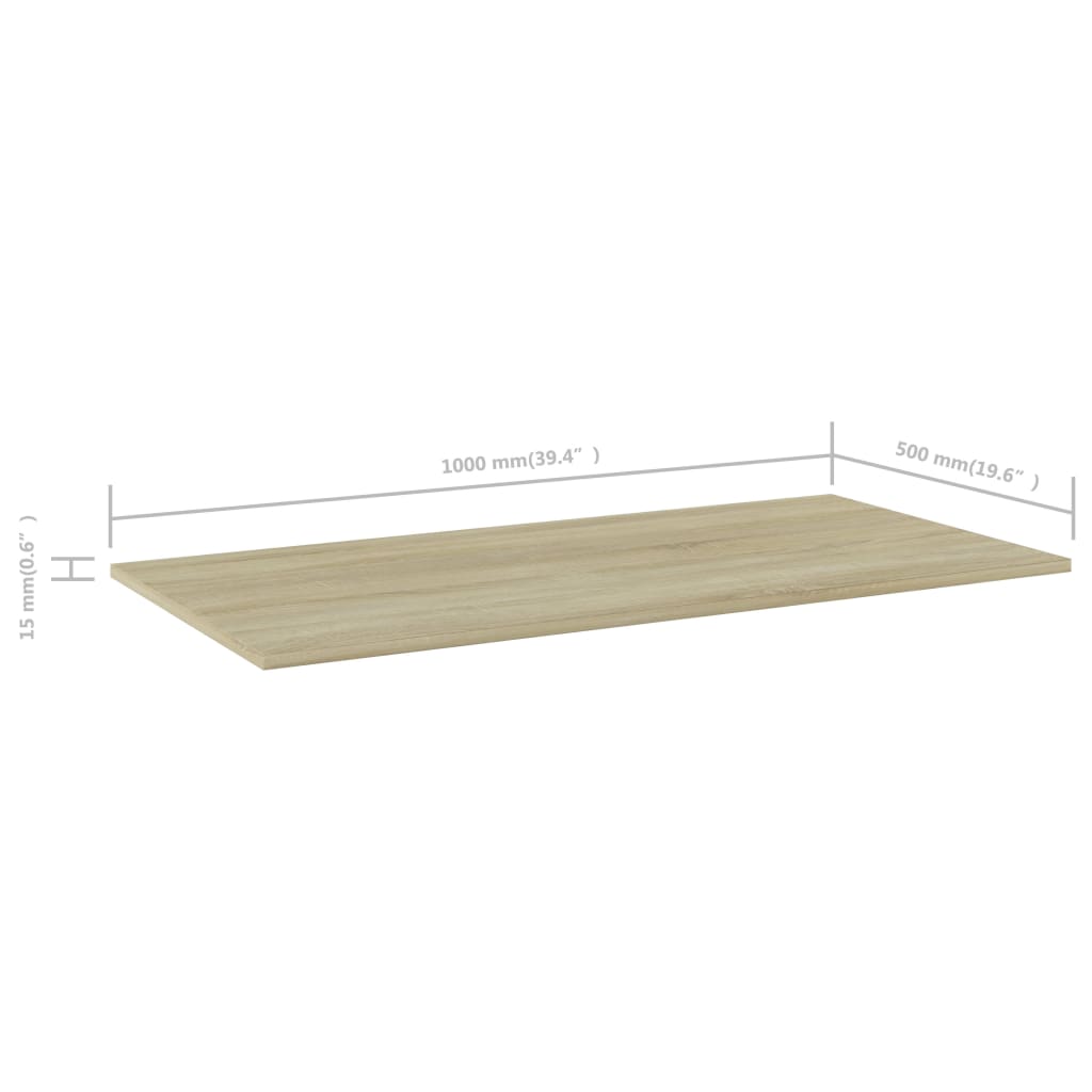 boghylder 4 stk. 100x50x1,5 cm konstrueret træ sonoma-eg