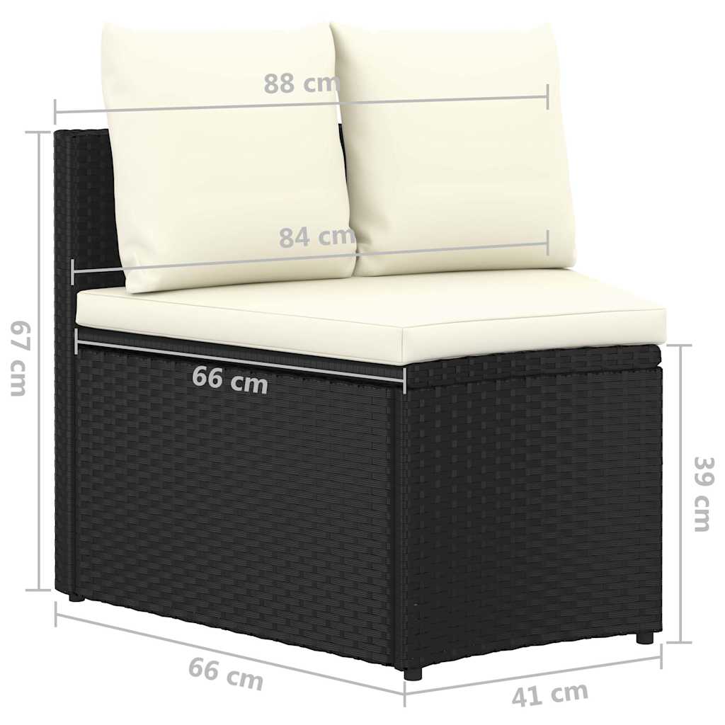 sofasæt til haven 7 dele med hynder polyrattan sort