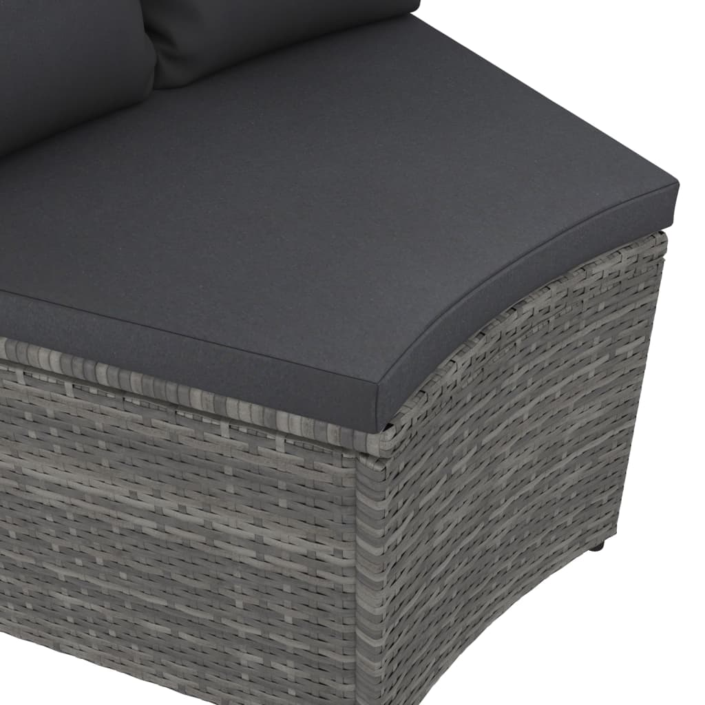 sofasæt til haven 6 dele med hynder polyrattan grå