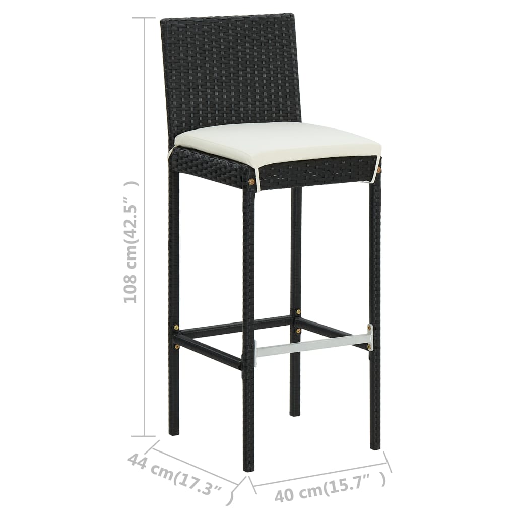 havebarsæt 5 dele med hynder polyrattan sort