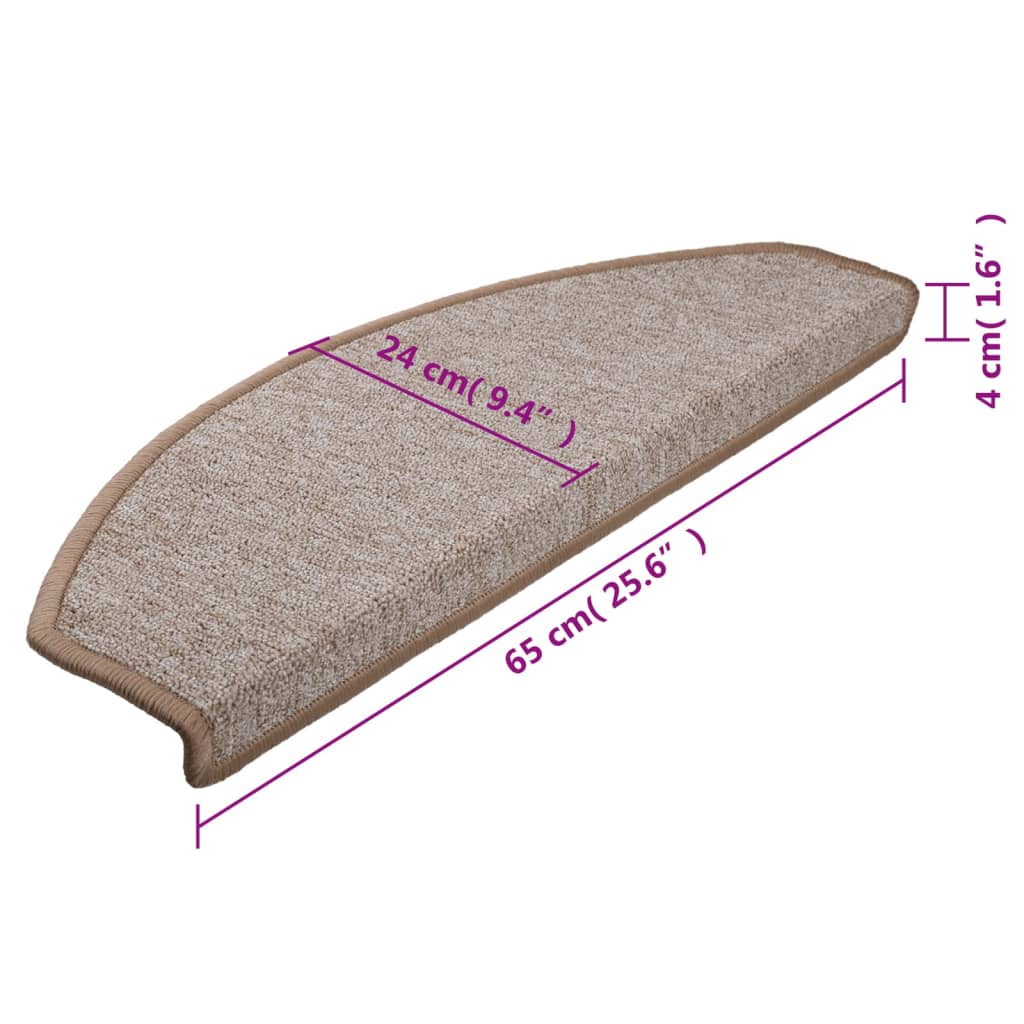 trappemåtter 10 stk. 65x24x4 cm lysebrune halvrund store