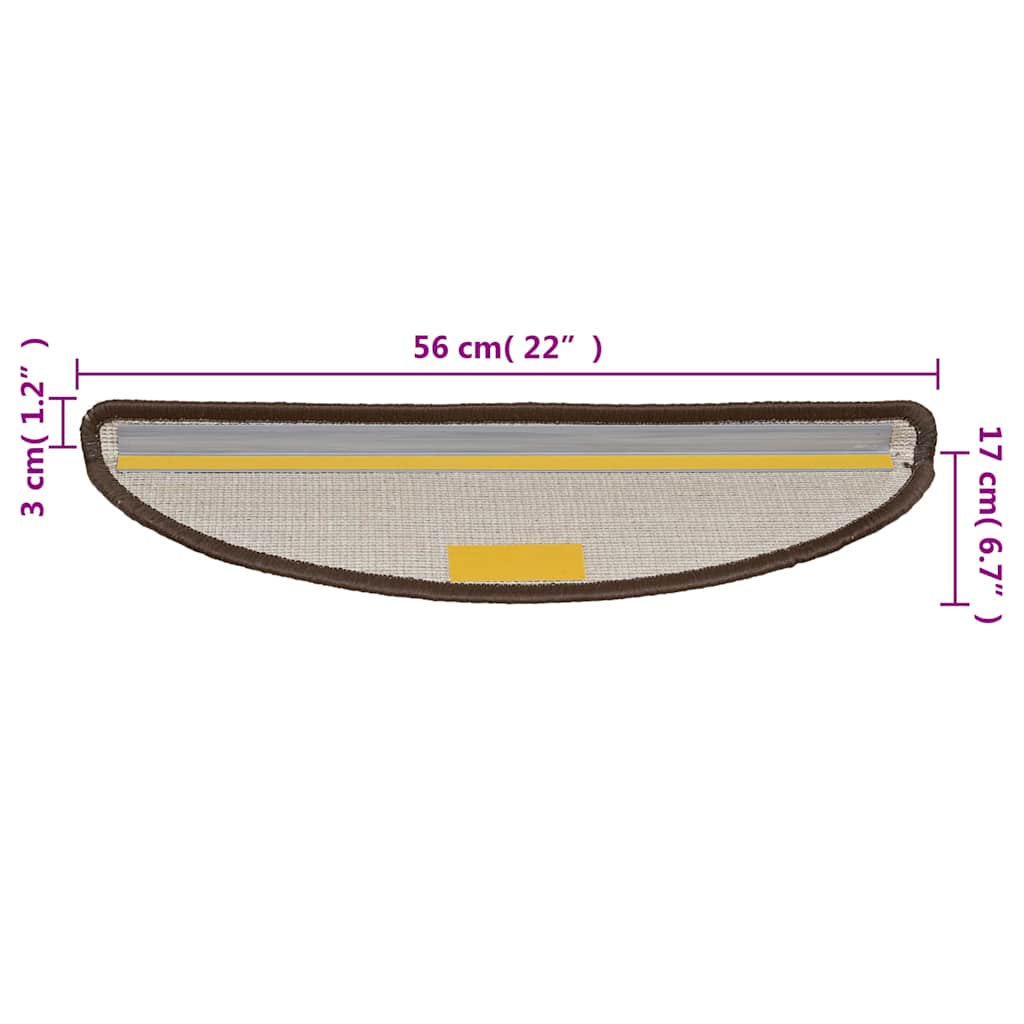 trappemåtter 10 stk. 56x17x3 cm brune halvrunde