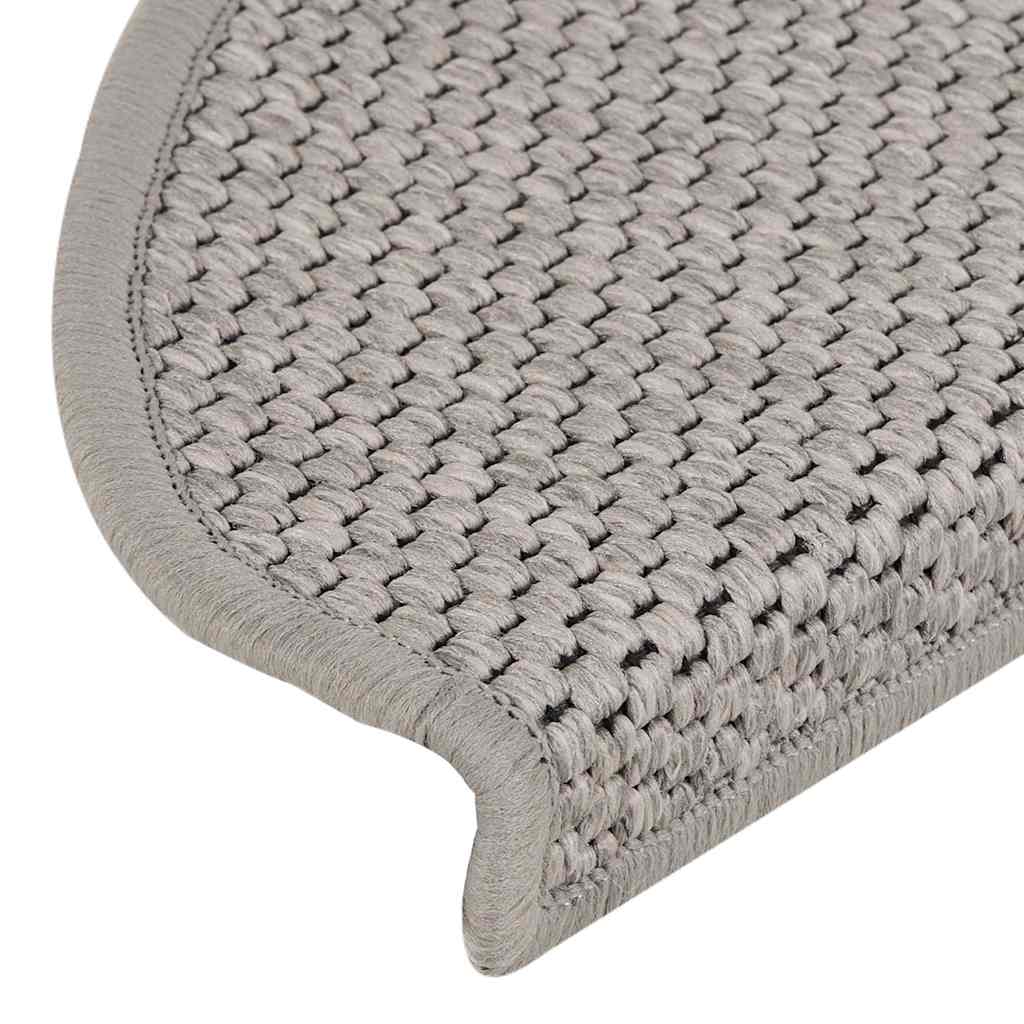 selvklæbende trappemåtter 15 stk. 65x21x4 cm sisal-look sølv