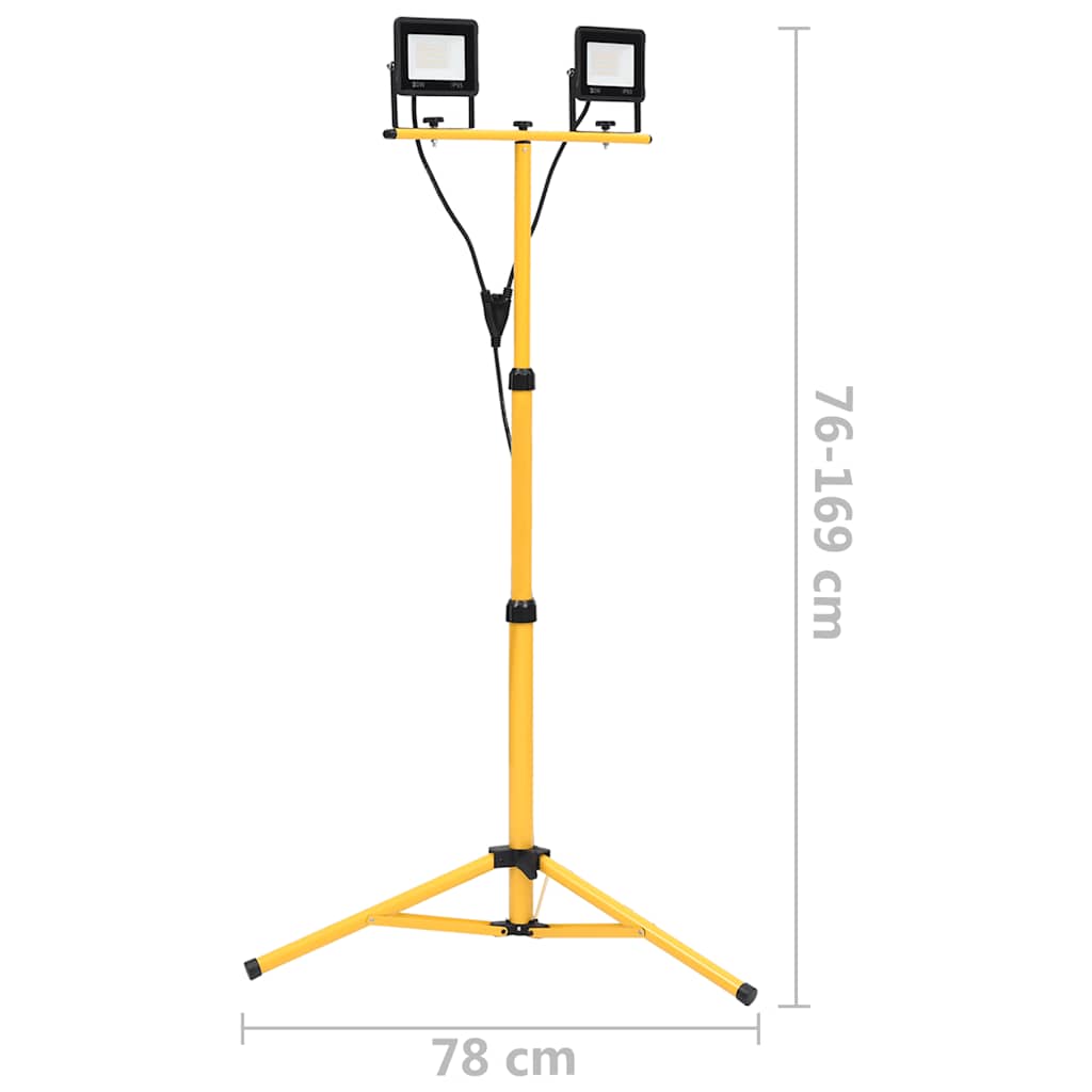 LED-projektør med stativ 2x30 W kold hvid