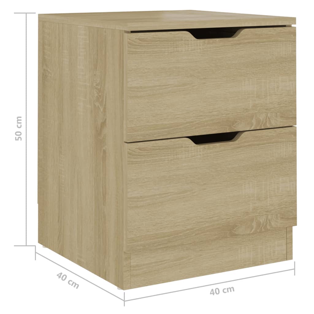 sengeborde 2 stk. 40x40x50 cm konstrueret træ sonoma-eg