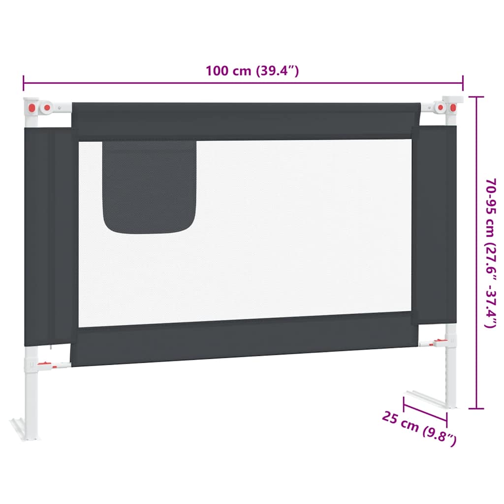 sengehest 100x25 cm stof mørkegrå