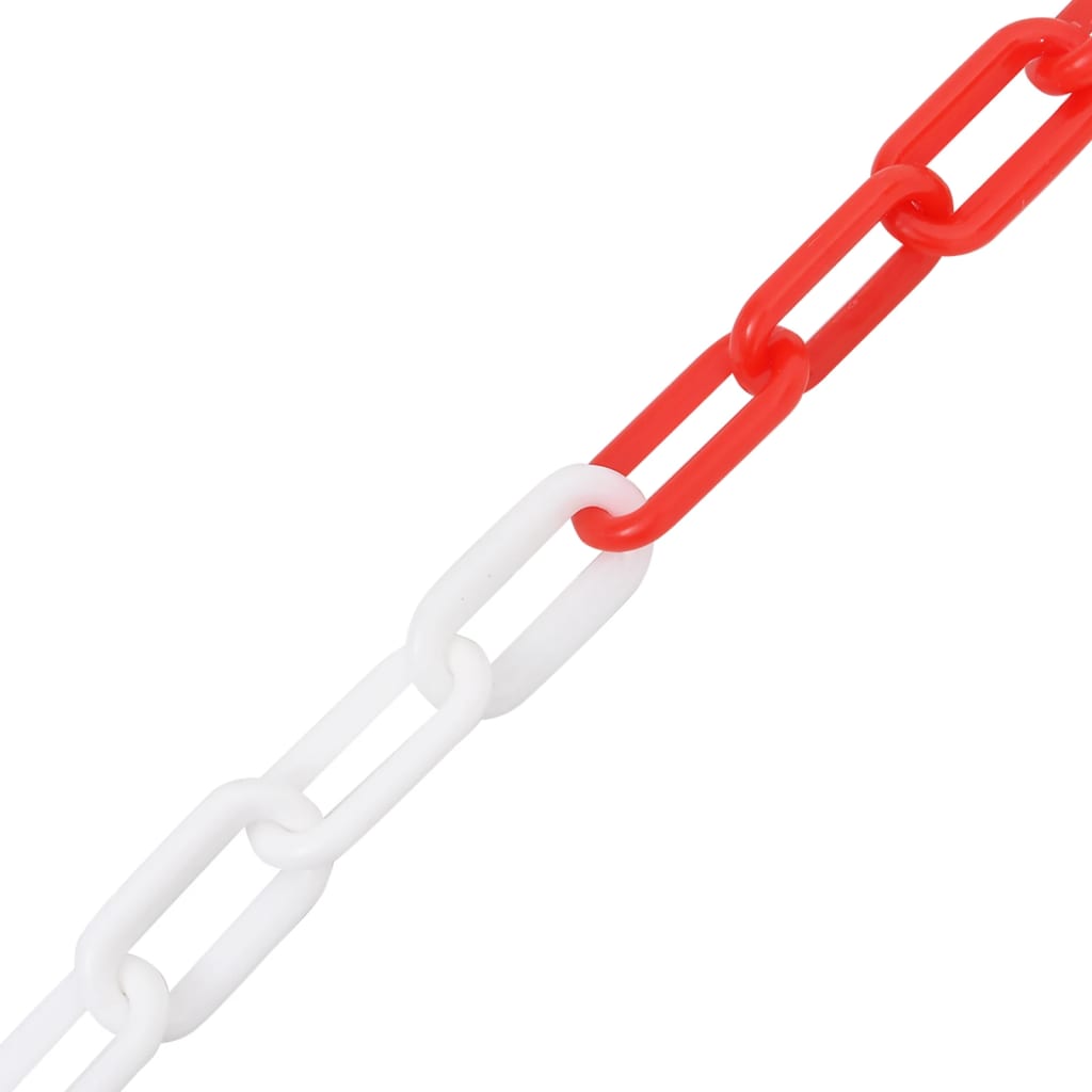 advarselskæde 30 m Ø4 mm plastik rød og hvid