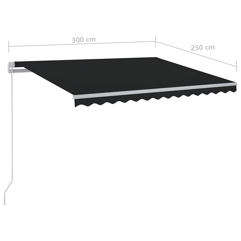 markise m. LED-lys 300x250 cm manuel betjening antracitgrå