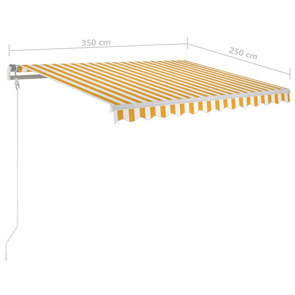 markise m. LED + vindsensor 350x250 cm automatisk gul og hvid