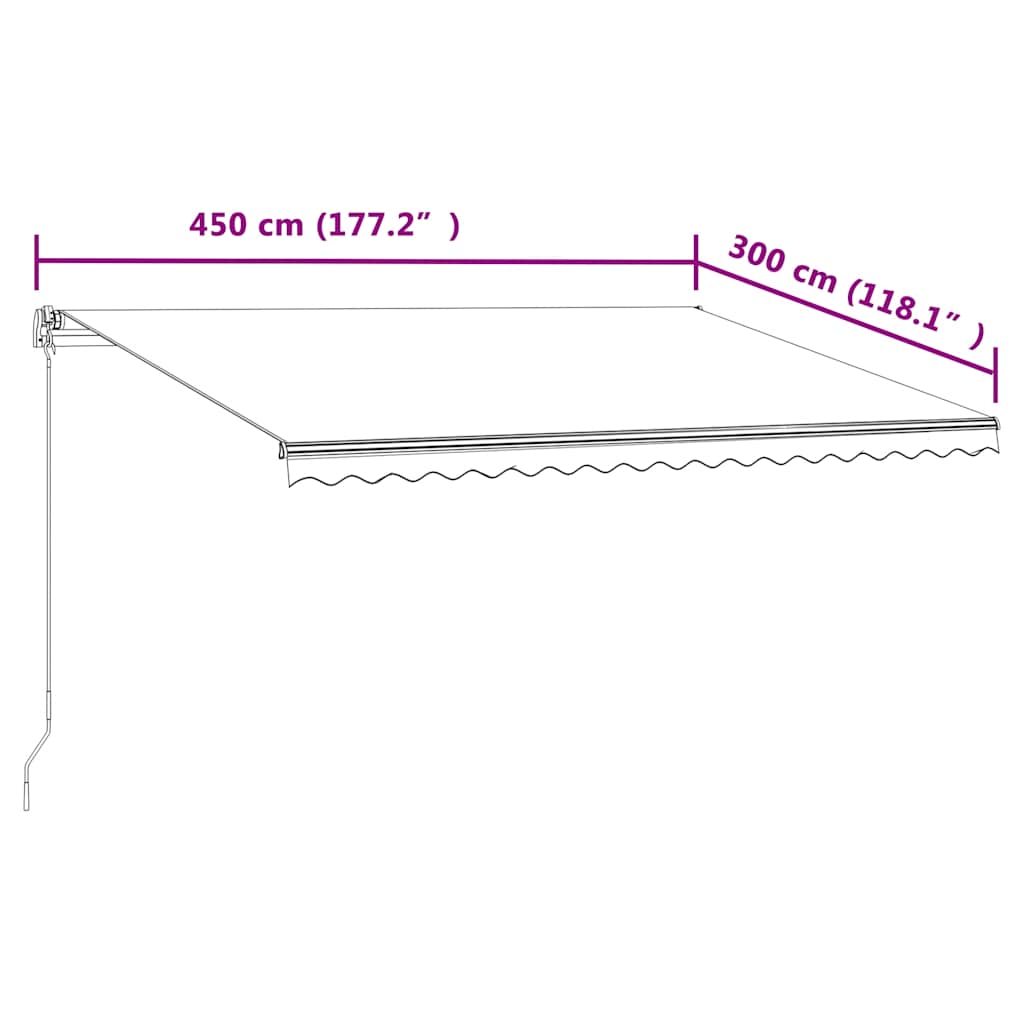 markise 450x300 cm automatisk betjening cremefarvet