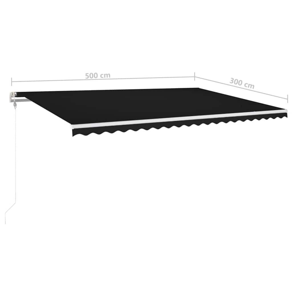 markise m. LED + vindsensor 500x300 cm automatisk antracitgrå