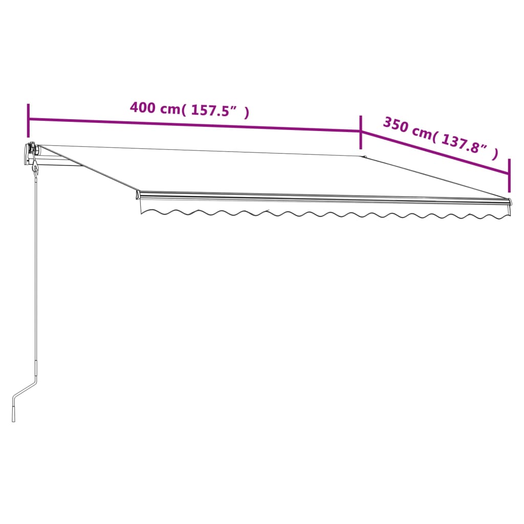 markise 450x300 cm automatisk betjening blå og hvid