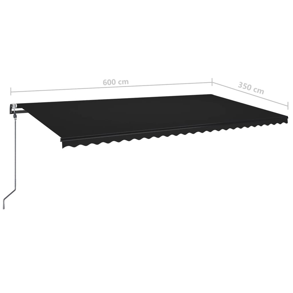 markise m. LED + vindsensor 600x350 cm automatisk antracit