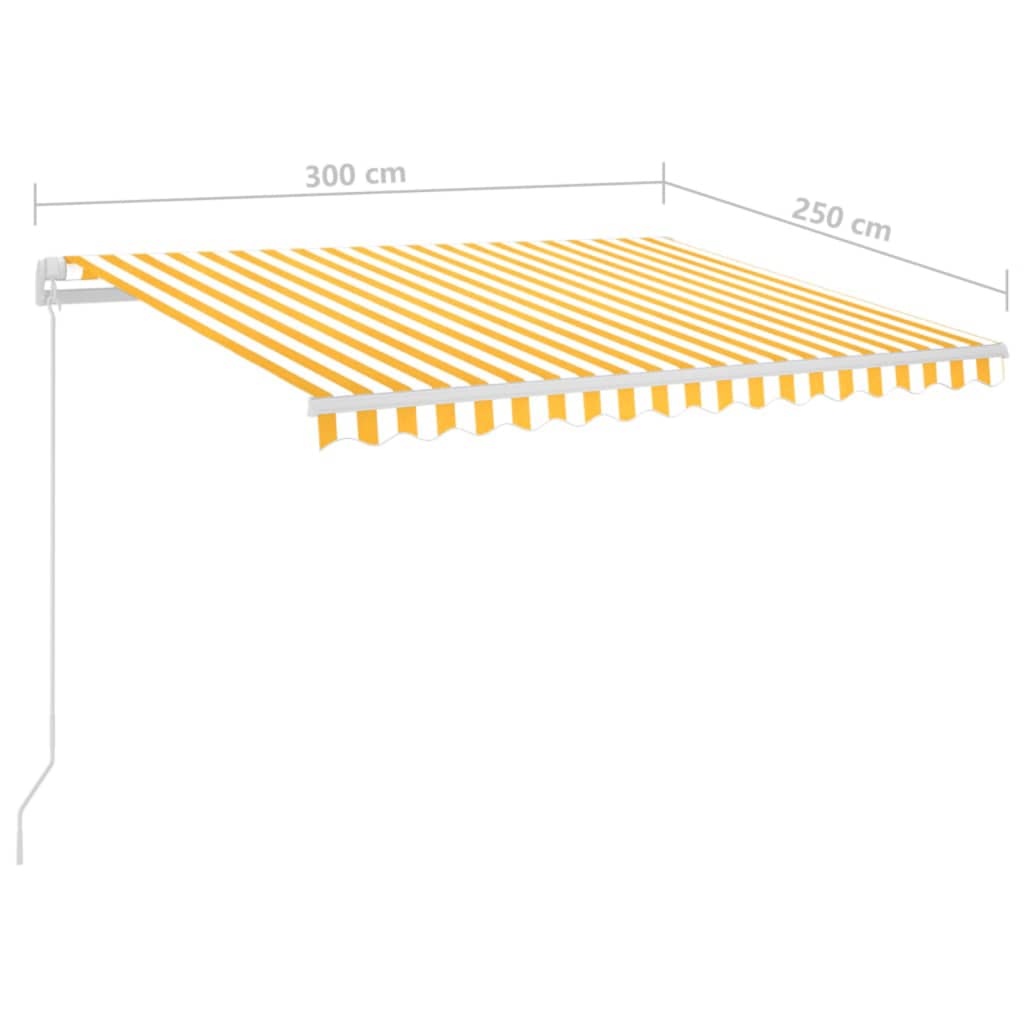 markise m. LED-lys + vindsensor 3x2,5 m automatisk gul og hvid