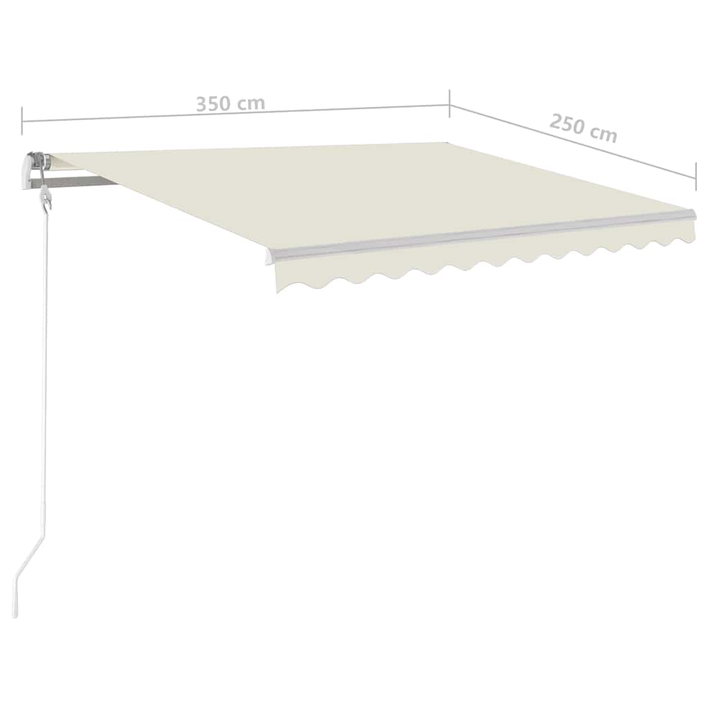 foldemarkise m. stolper 3,5x2,5 m manuel betjening cremefarvet